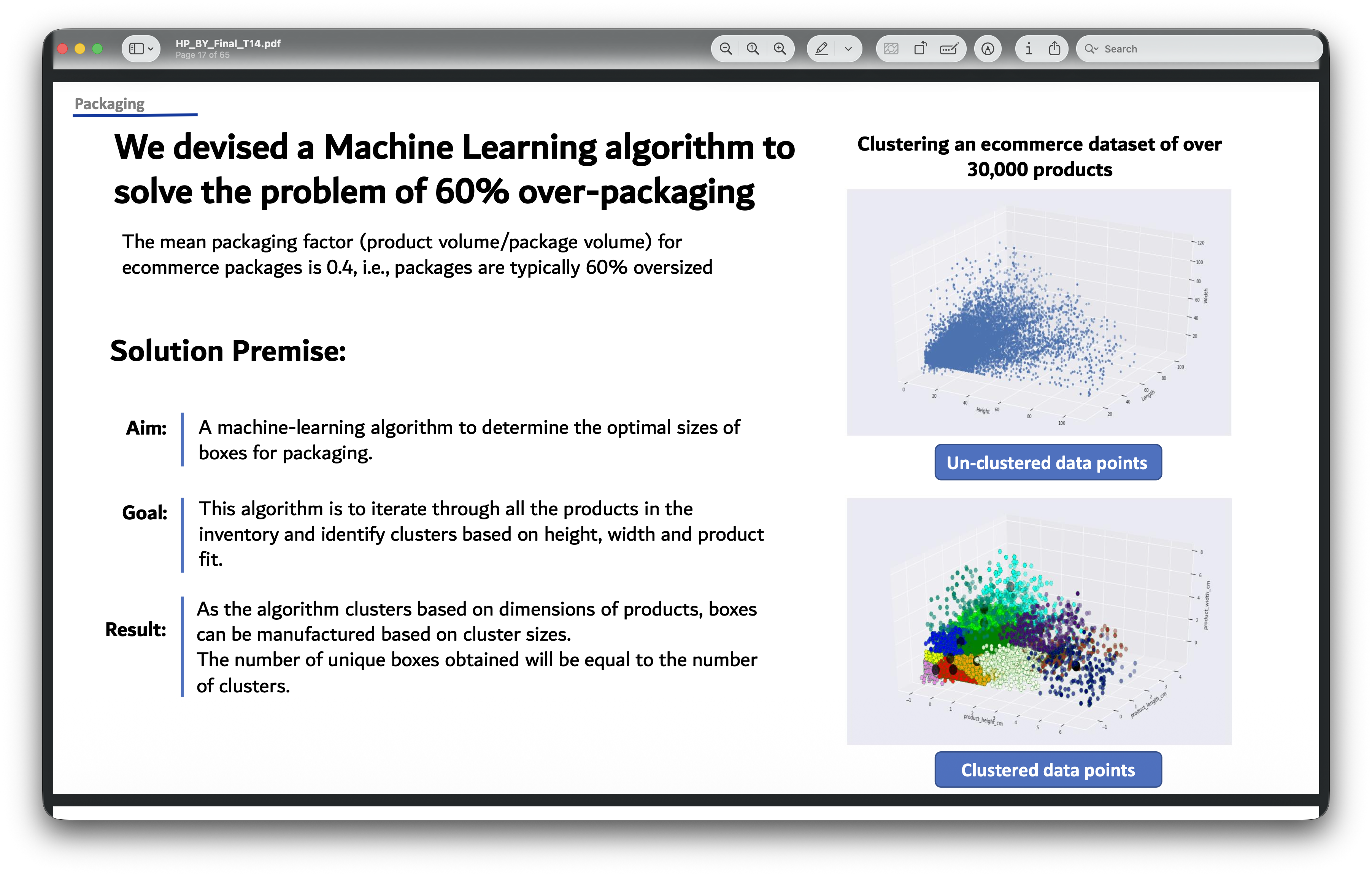 Supply Chain Optimization by ML-based Package Sizing